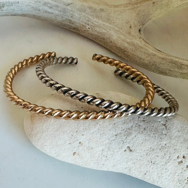Twisted Rope Gold Cuff Bangle