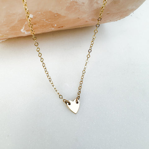 Tiny Gold Heart Initial Necklace