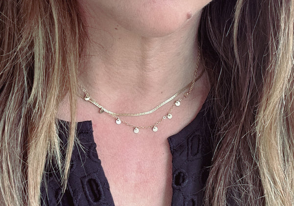 14k Gold Filled Dainty Gold Herringbone Chain