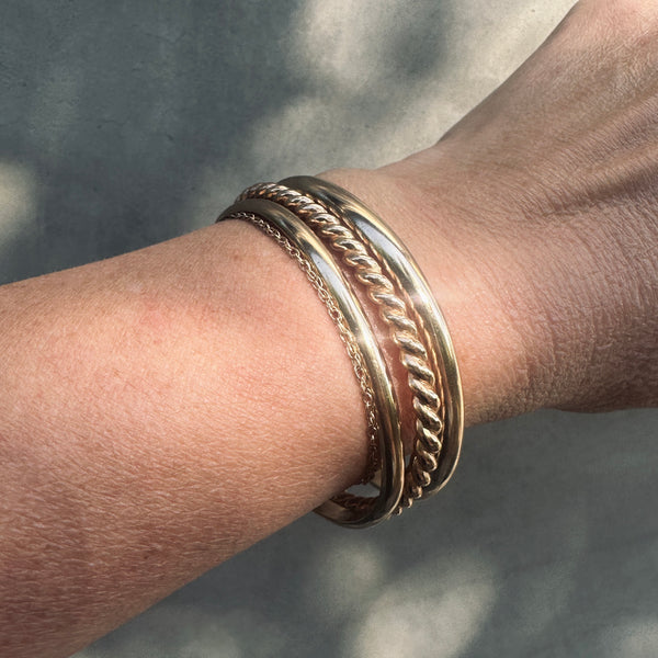 Twisted Rope Gold Cuff Bangle