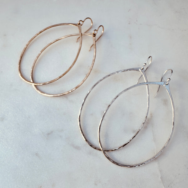 Large Organic Silver Hoop Earrings