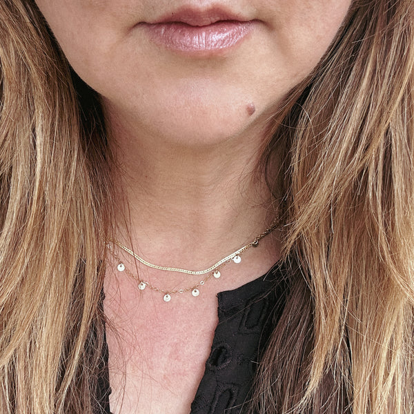 14k Gold Filled Dainty Gold Herringbone Chain