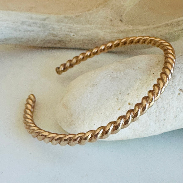 Twisted Rope Gold Cuff Bangle