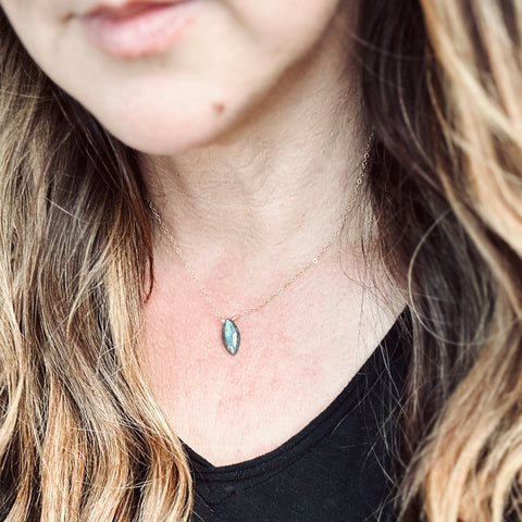 Marquise Labradorite Gem  Necklace