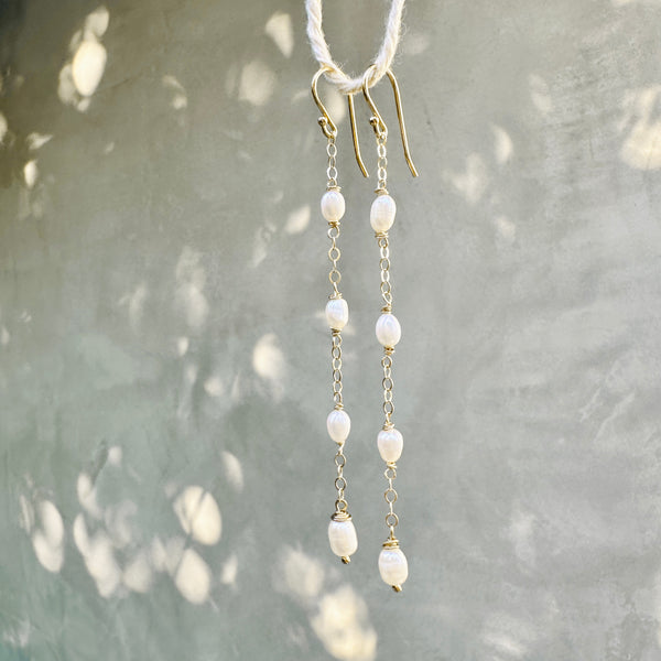Minimalist Long Pearl Earrings