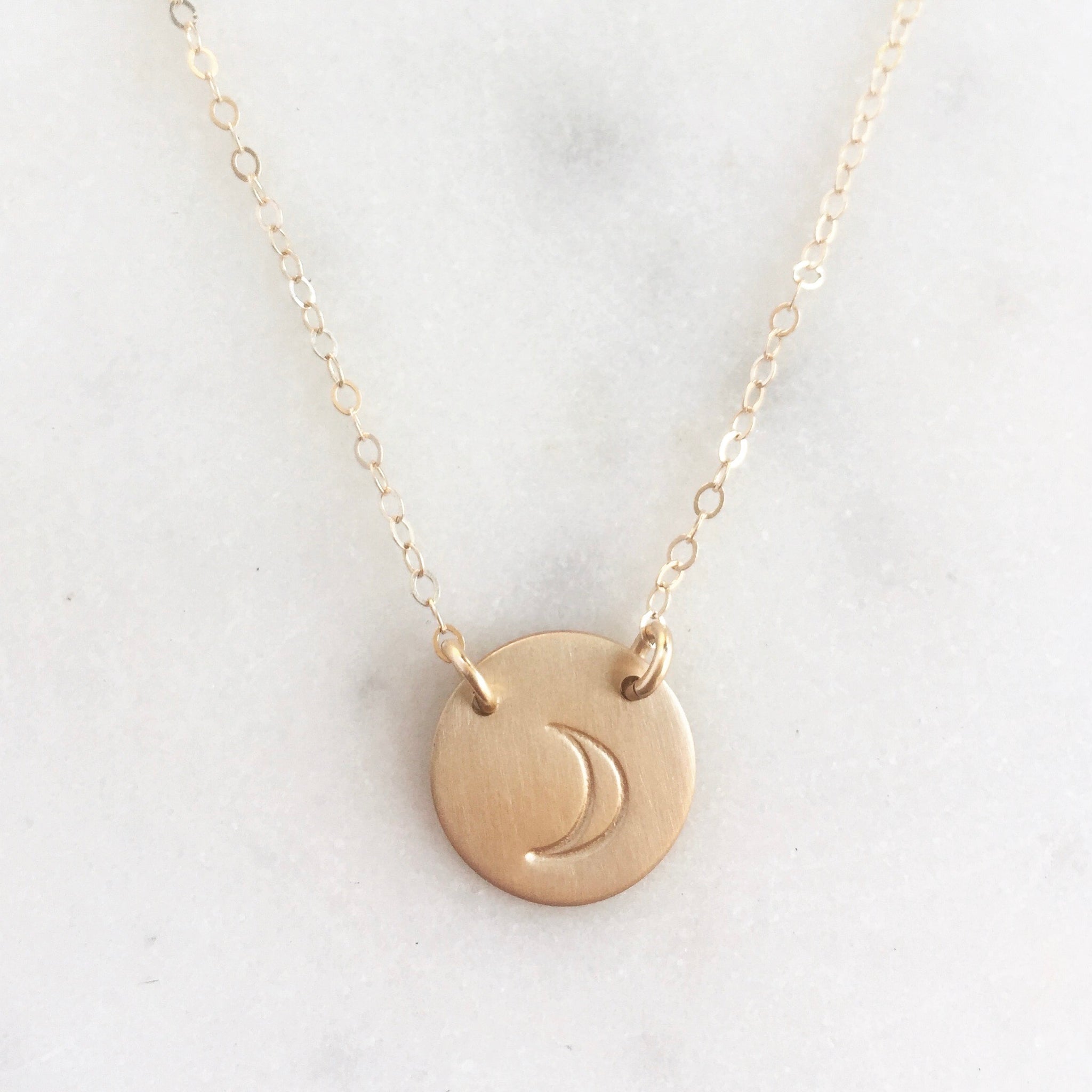 Gold Moon Disc Necklace