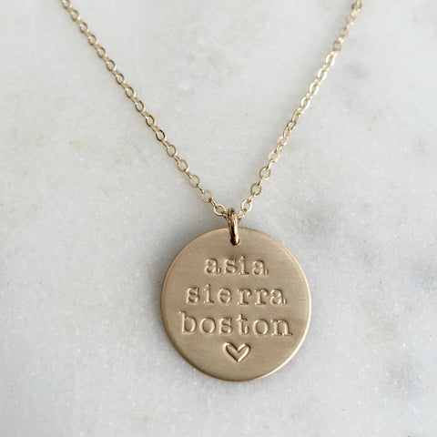 Custom Name Gold Disc Necklace