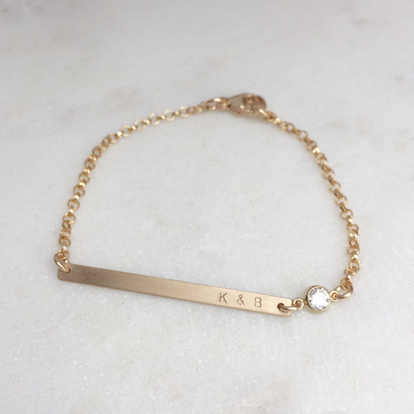 Tiny Gold Bar Personalized Bracelet