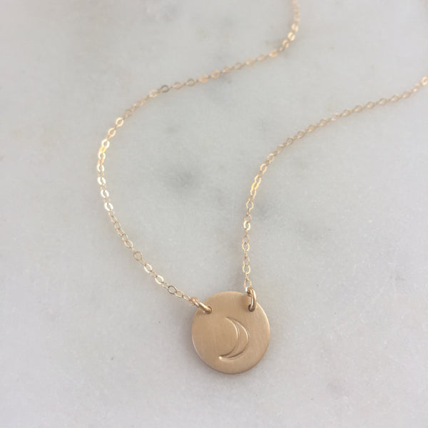 Gold Moon Disc Necklace
